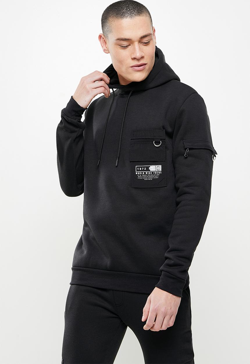 Brave Soul - Chelsea utility hoodie - jet black