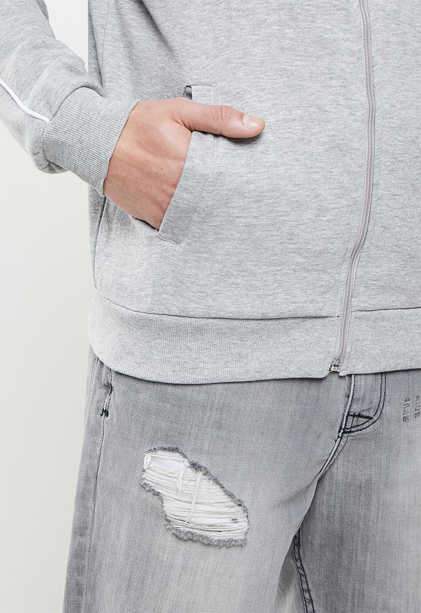 Brave Soul - Poncho fleece bomber jacket - light grey marl