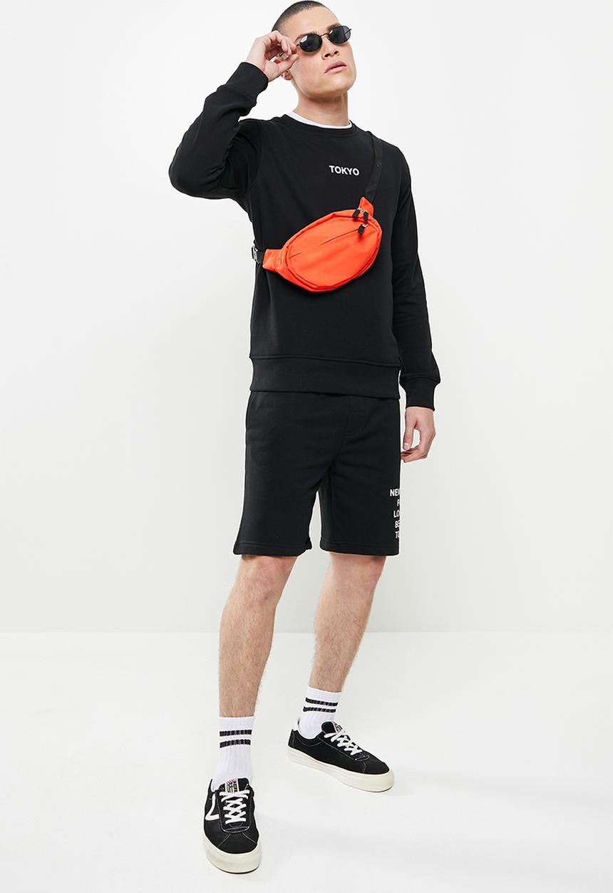 Brave Soul - City fleece shorts - jet black