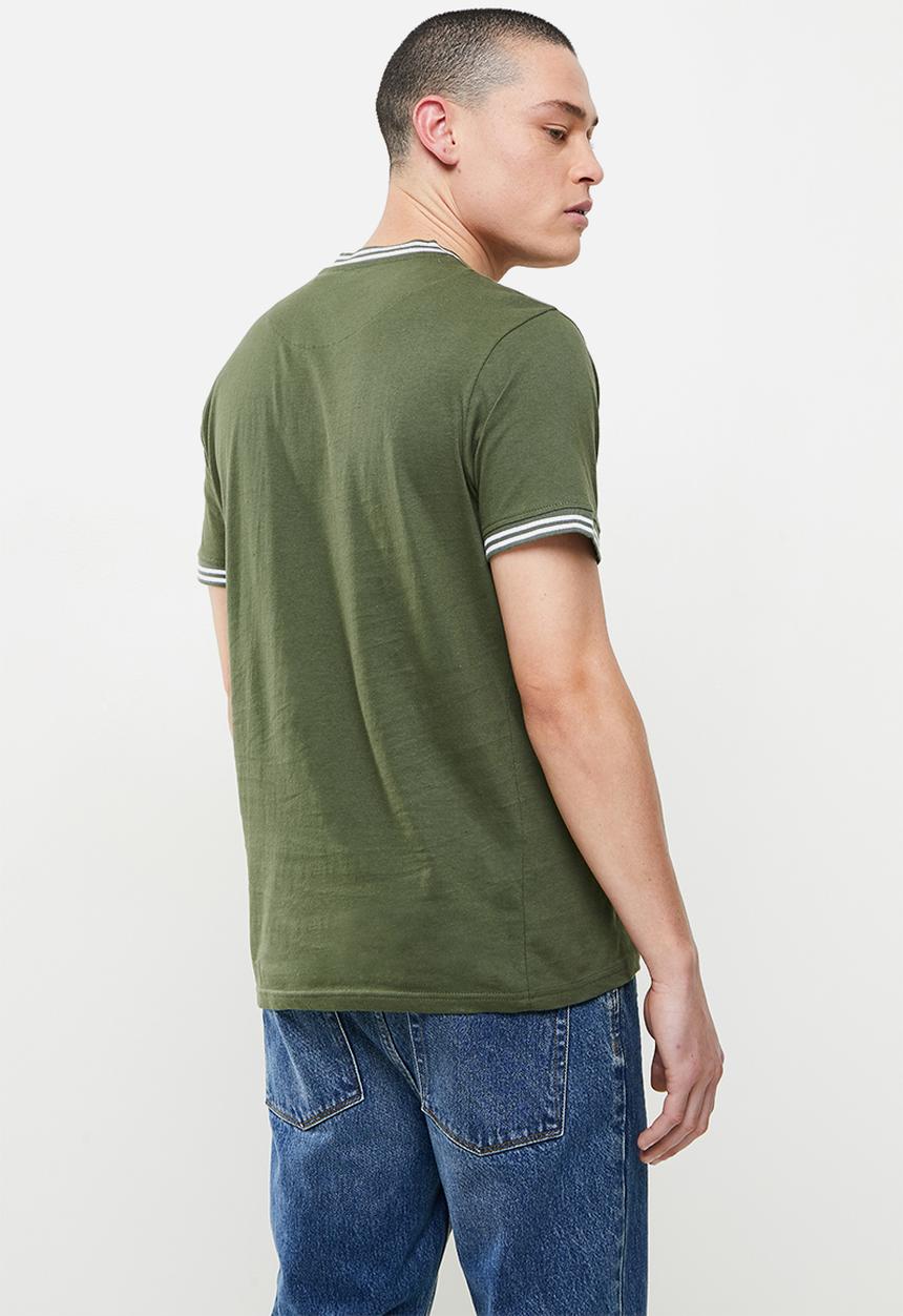 Brave Soul - Rib cuffed tee - sage