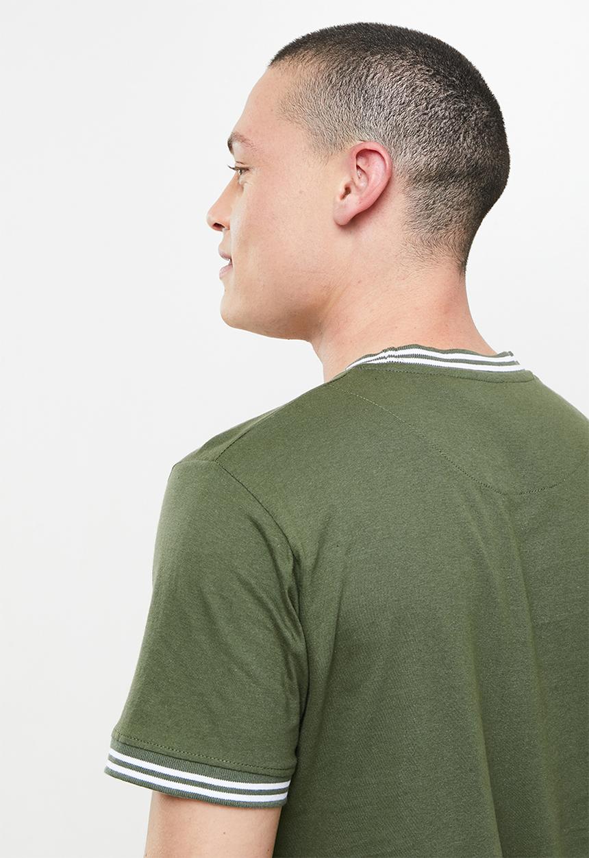 Brave Soul - Rib cuffed tee - sage
