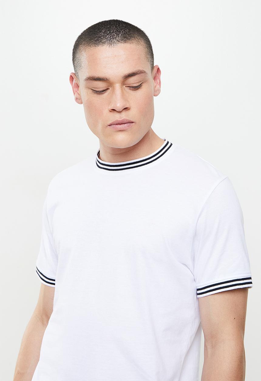 Brave Soul - Rib cuffed tee - optic white