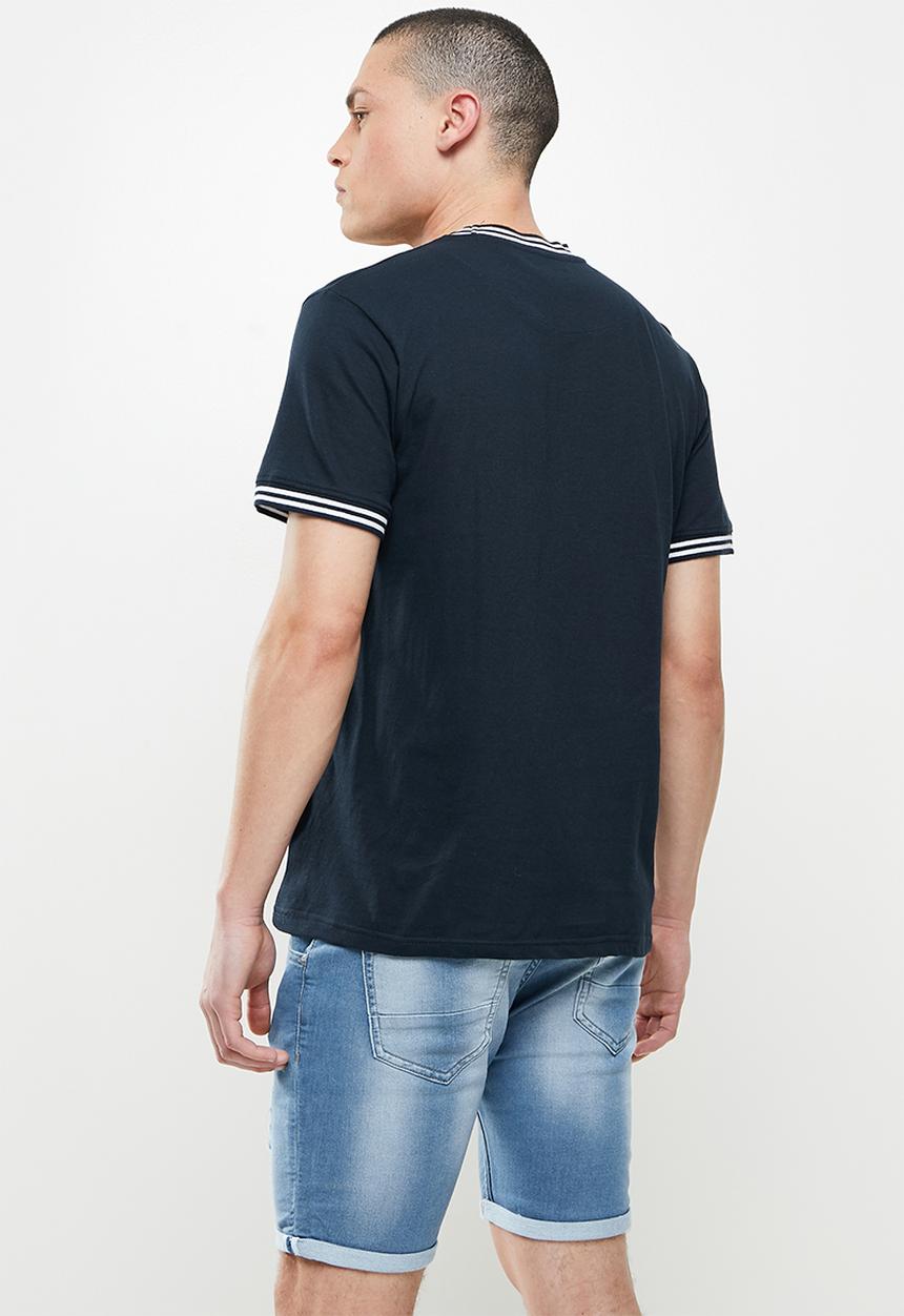 Brave Soul - Rib cuffed tee - dark navy