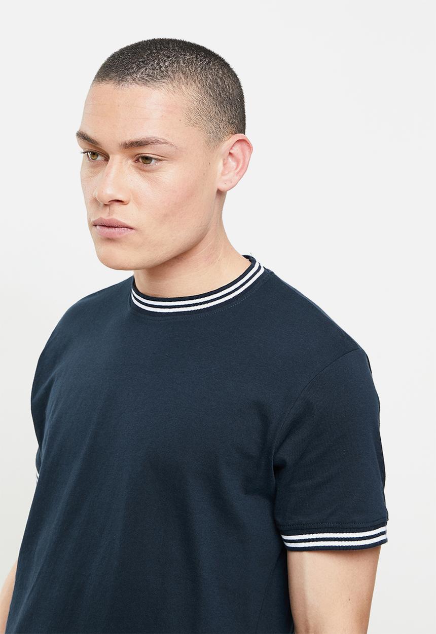 Brave Soul - Rib cuffed tee - dark navy