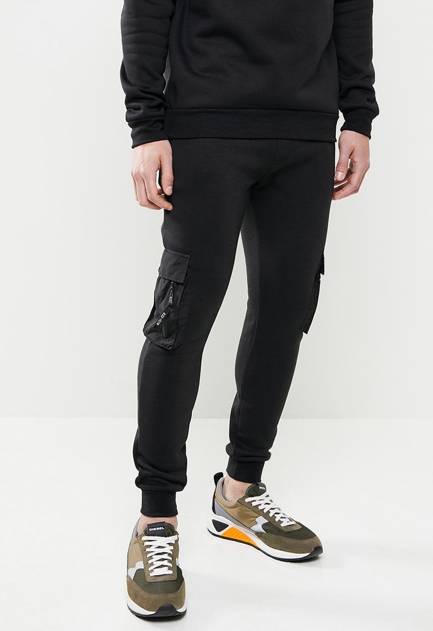 Brave Soul - Utility cuffed cargo pants - jet black