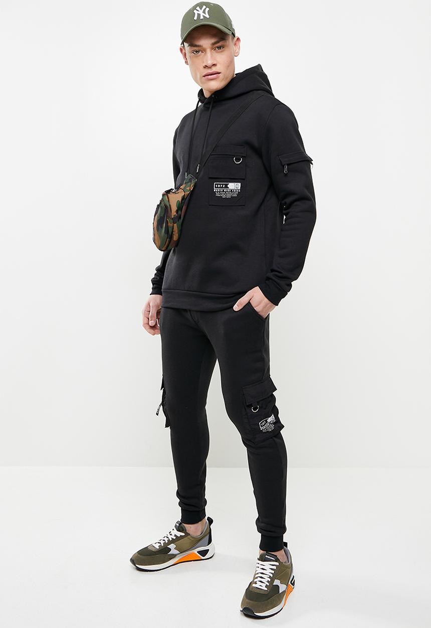 Brave Soul - Utility cuffed cargo pants - jet black