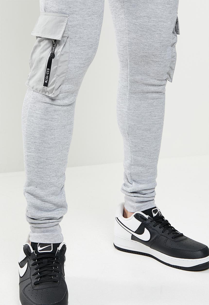 Brave Soul - Utility cuffed cargo pants - light grey marl