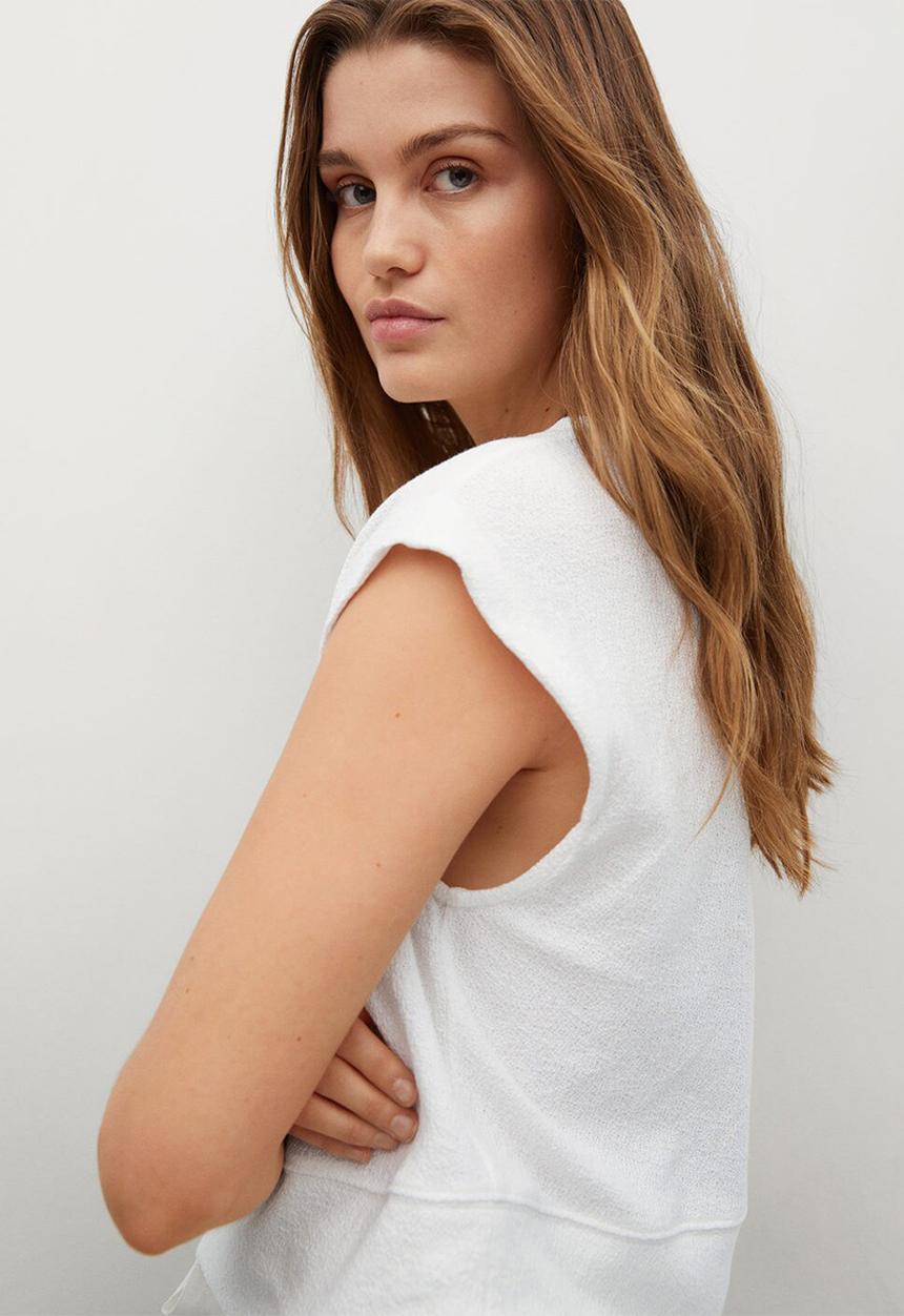 MANGO - T-shirt boton - white