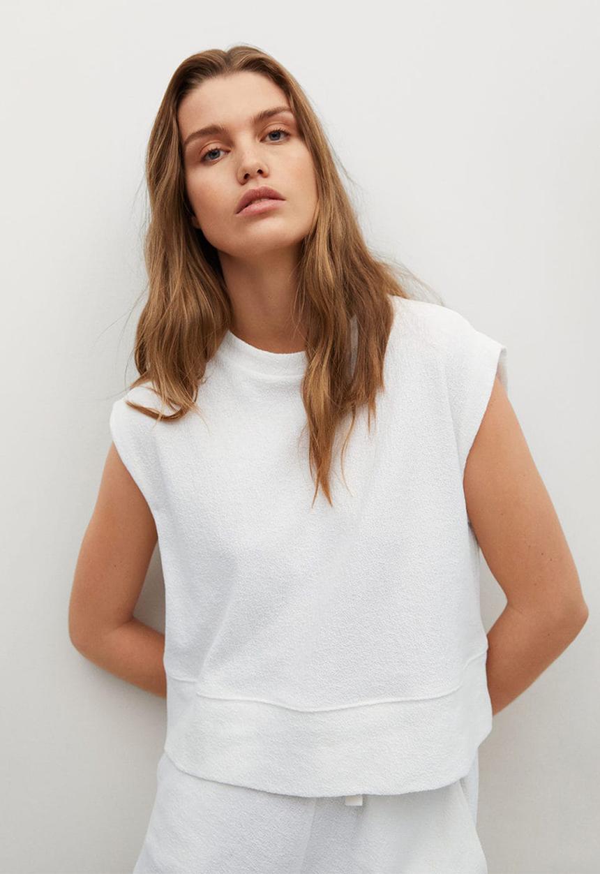 MANGO - T-shirt boton - white