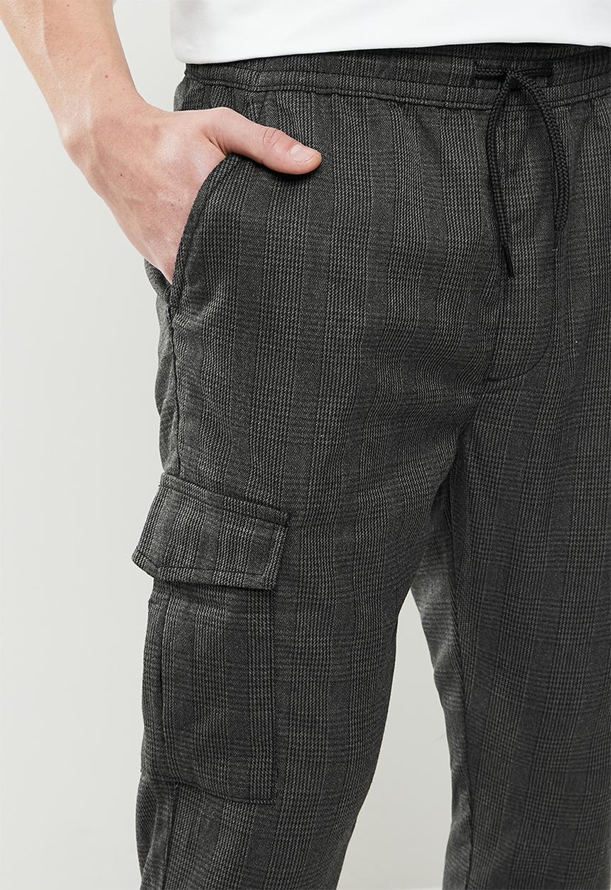 Brave Soul - Micro check cargo pants - dark grey