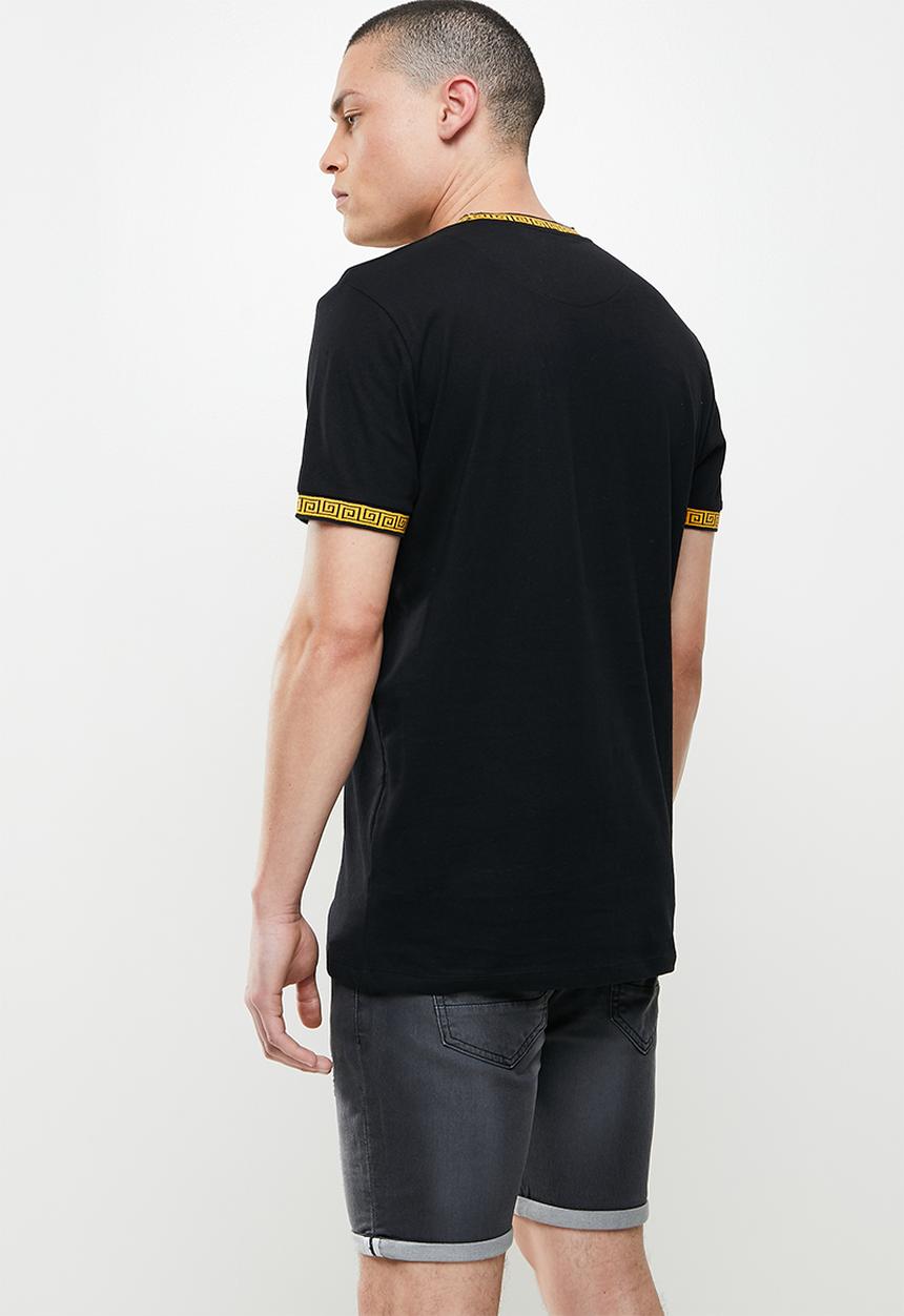 Brave Soul - Jaquard printed rib tee - black