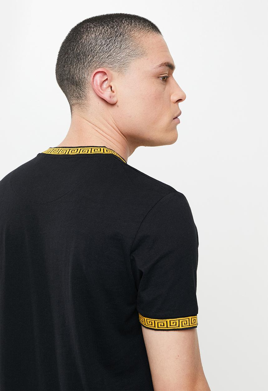 Brave Soul - Jaquard printed rib tee - black