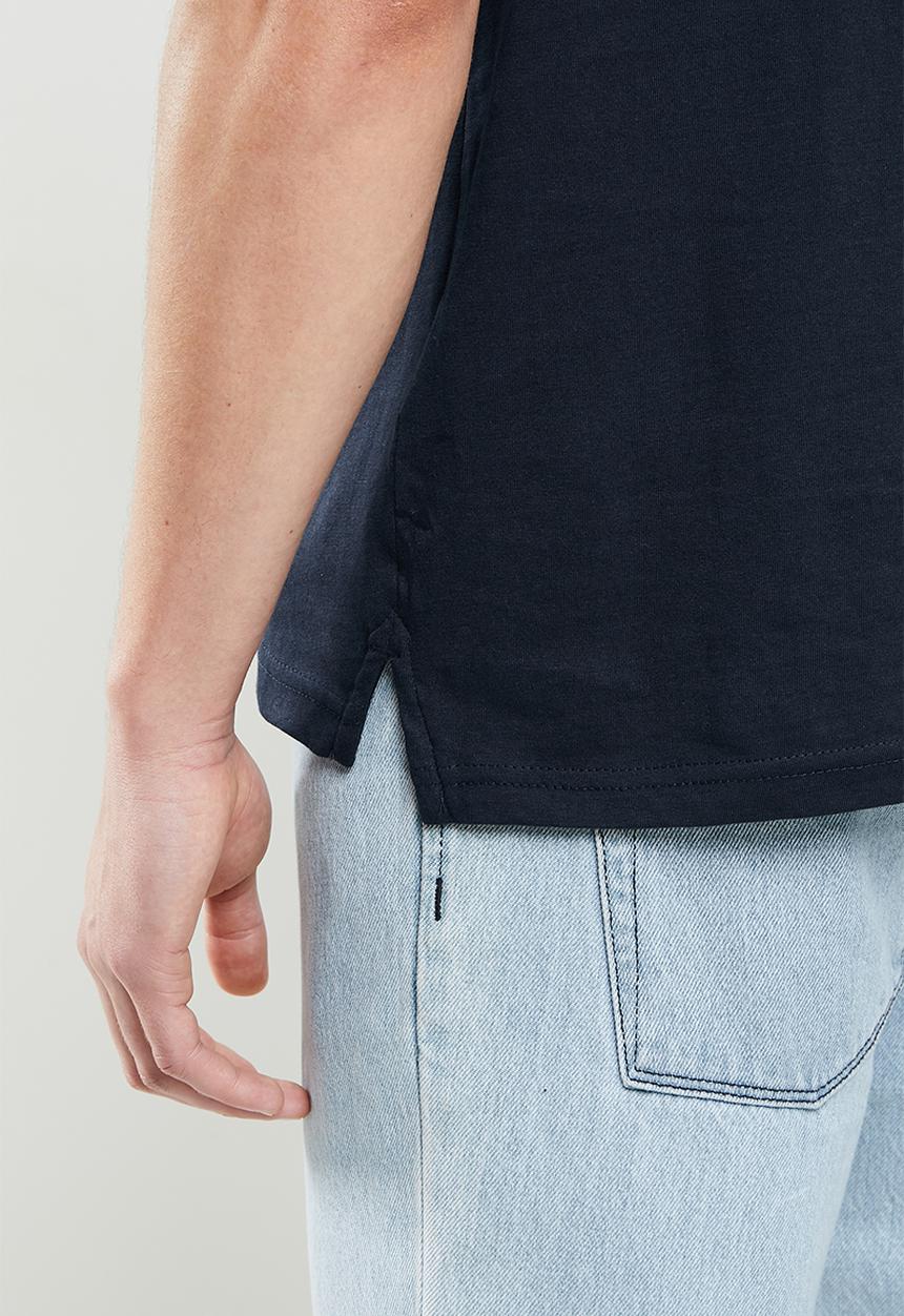 Brave Soul - Virgil 3 button piping detail polo - navy