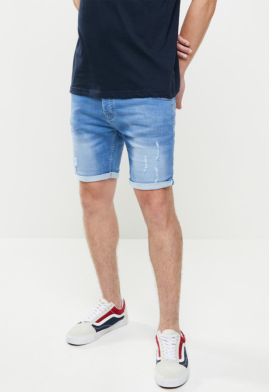 Brave Soul - Lincoln denim shorts - light blue washed
