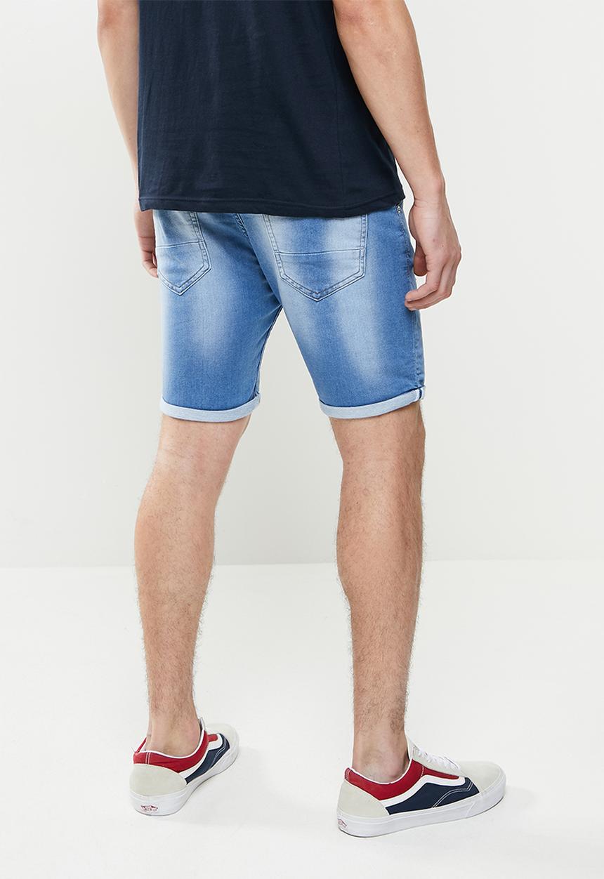 Brave Soul - Lincoln denim shorts - light blue washed