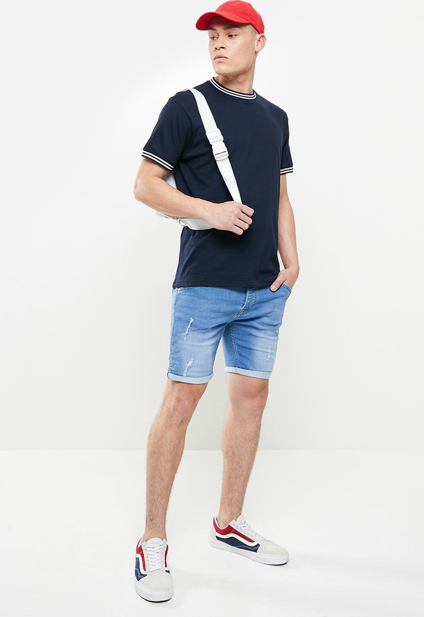 Brave Soul - Lincoln denim shorts - light blue washed