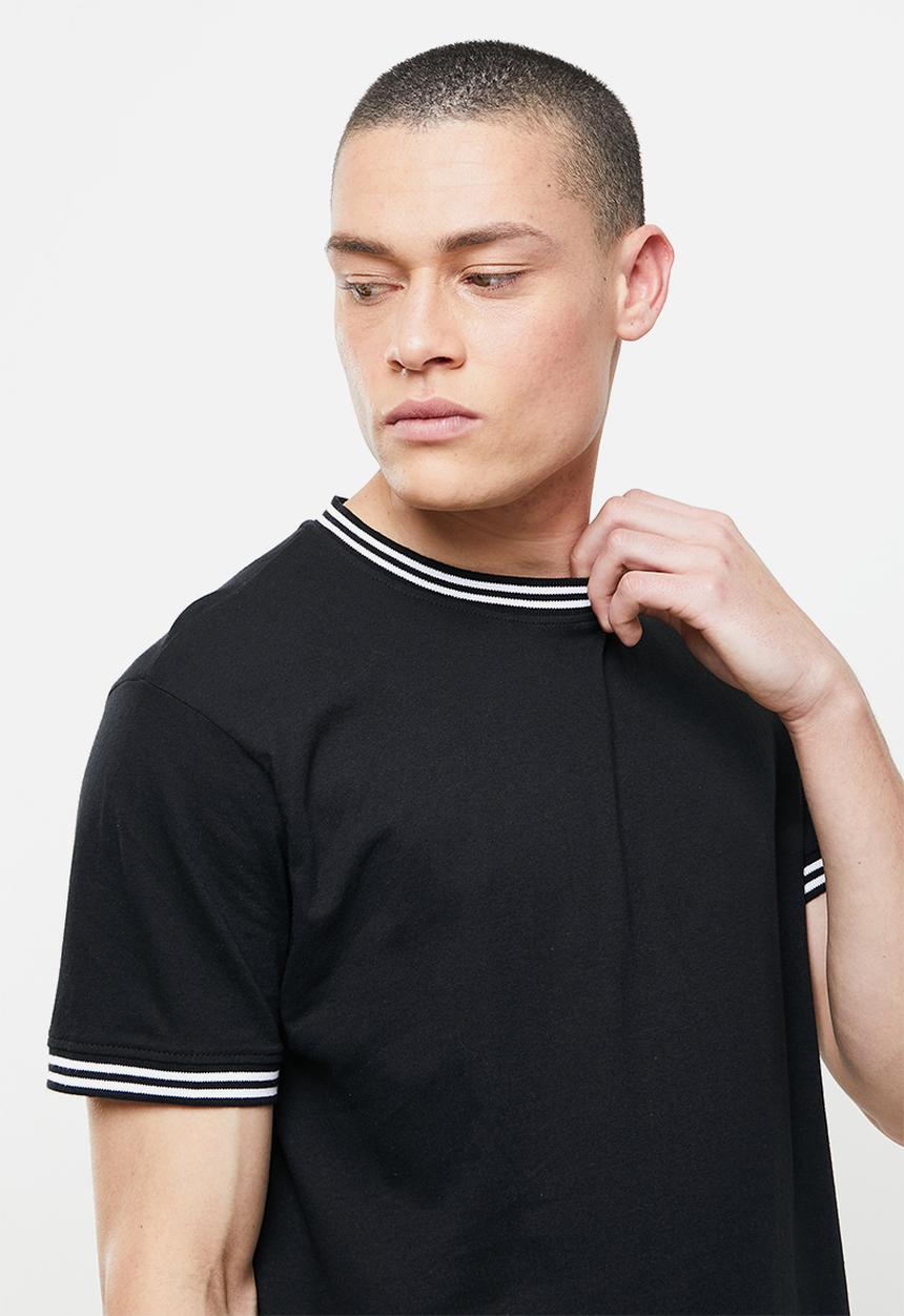Brave Soul - Rib cuffed tee - jet black