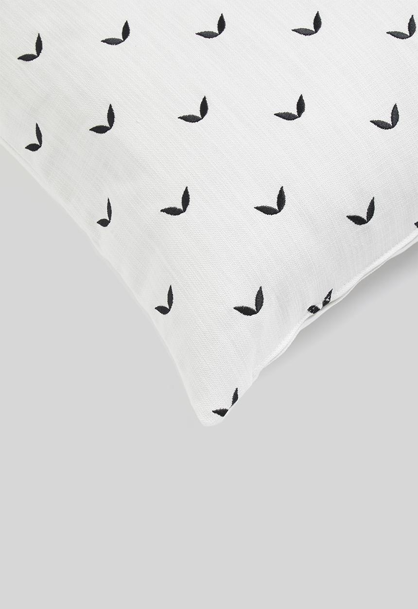 Sixth Floor - Leafy embroidered cushion cover - black & white