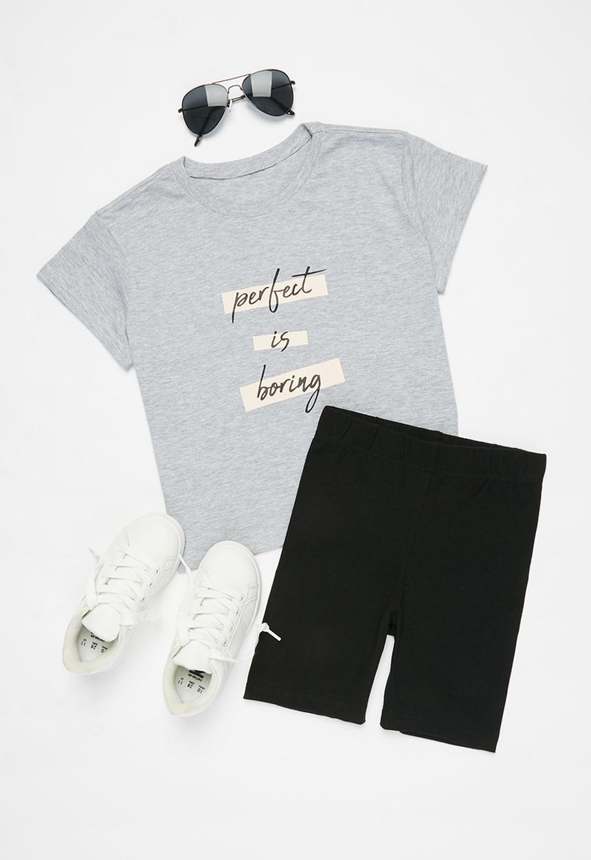 Rebel Republic - Girls printed tee - grey 