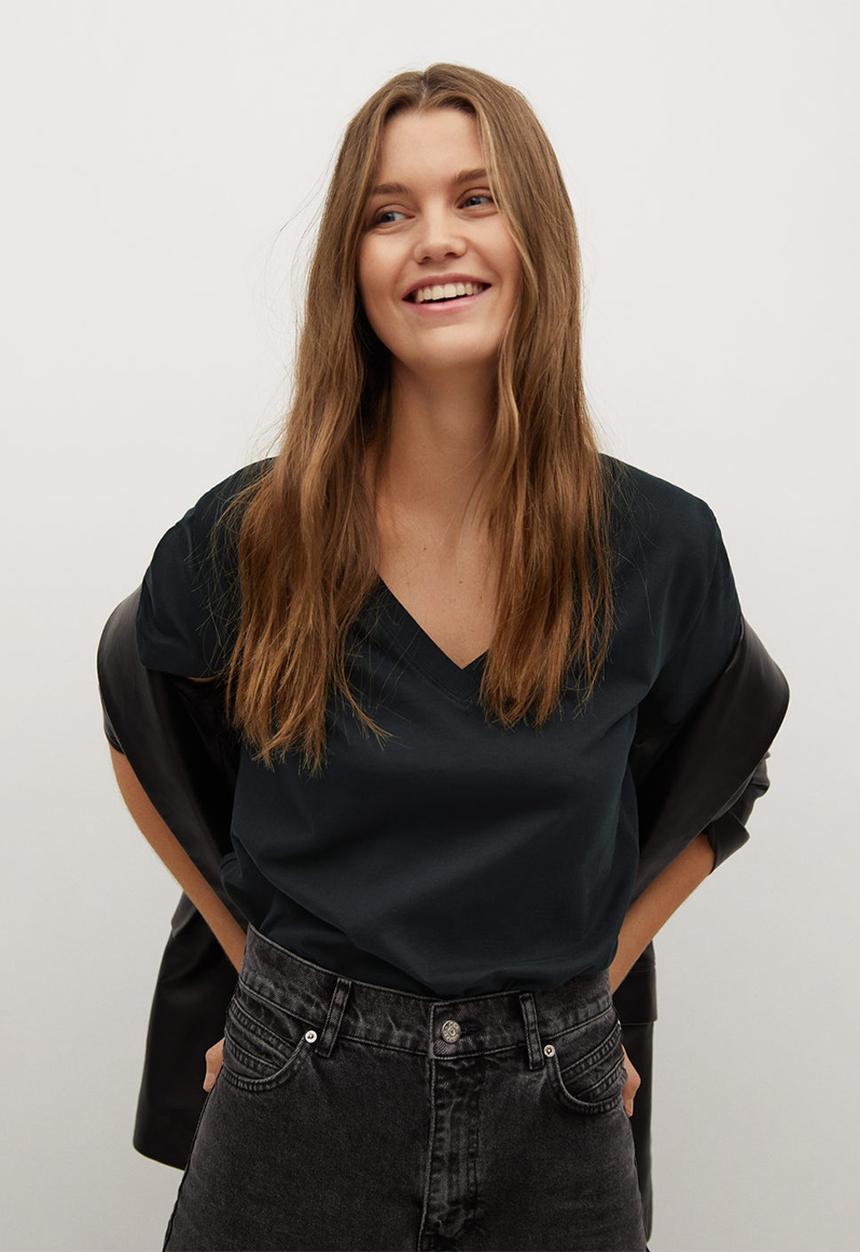 MANGO - T-shirt chalapi / black