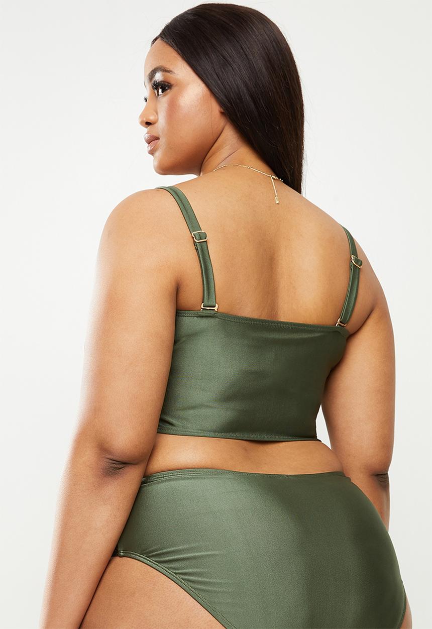 Cotton On - Curve bandeau bikini top - warm khaki shimmer