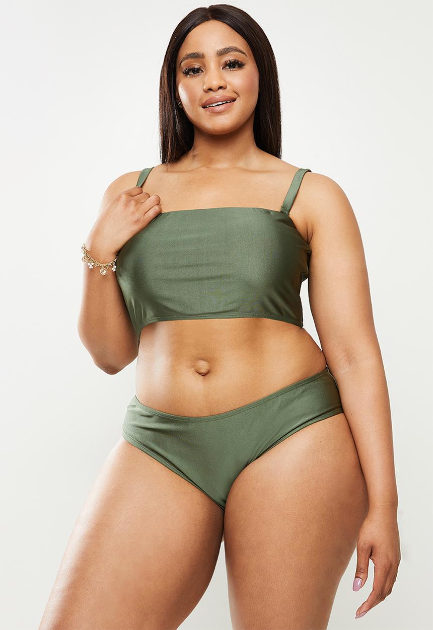 Cotton On - Curve cheeky bikini bottom - warm khaki shimmer