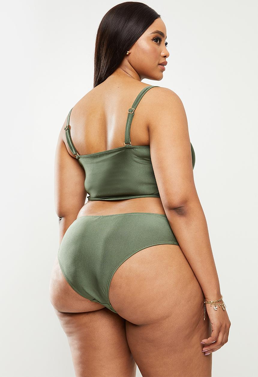Cotton On - Curve cheeky bikini bottom - warm khaki shimmer