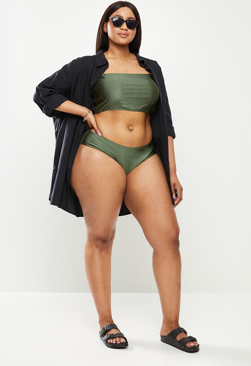 Cotton On - Curve cheeky bikini bottom - warm khaki shimmer