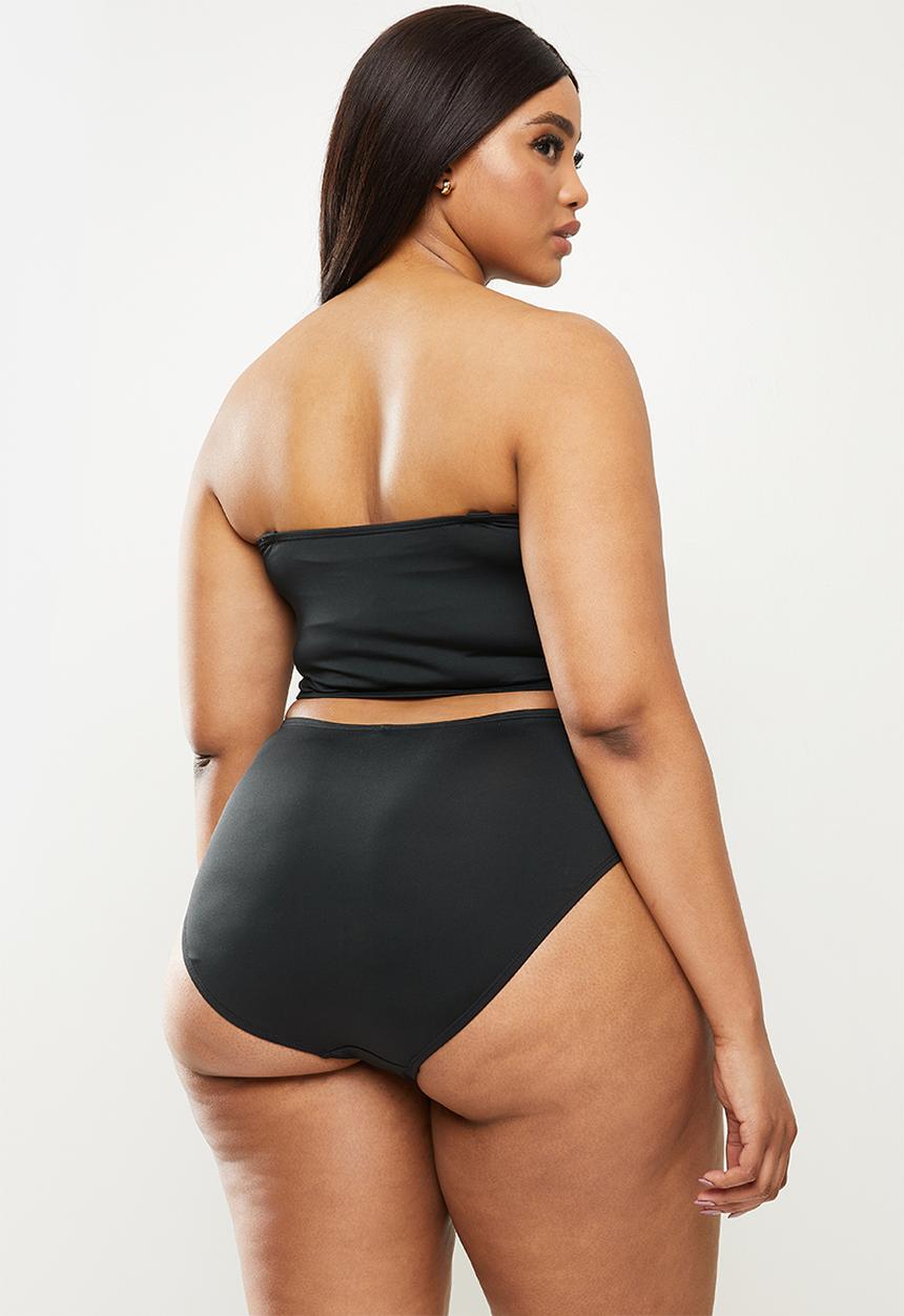Cotton On - Curve high waisted full bikini bottom - solid black