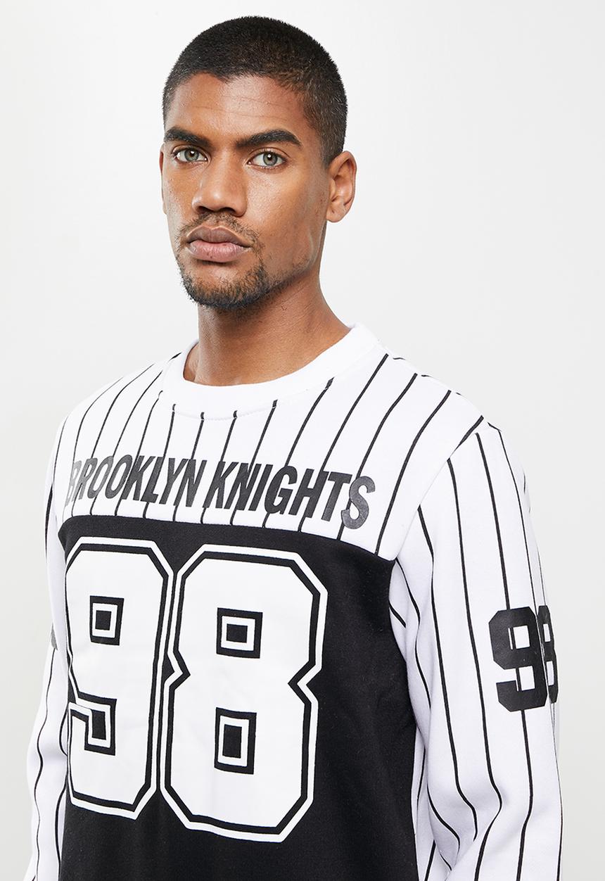 Lonsdale - Brooklyn crew sweater - white & black