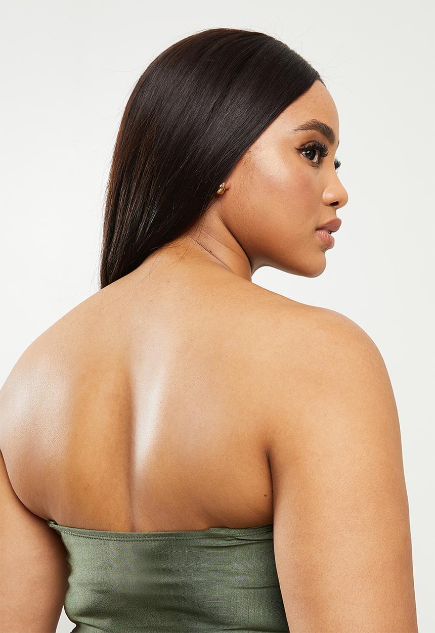Cotton On - Curve swim strapless one piece - warm khaki shimmer