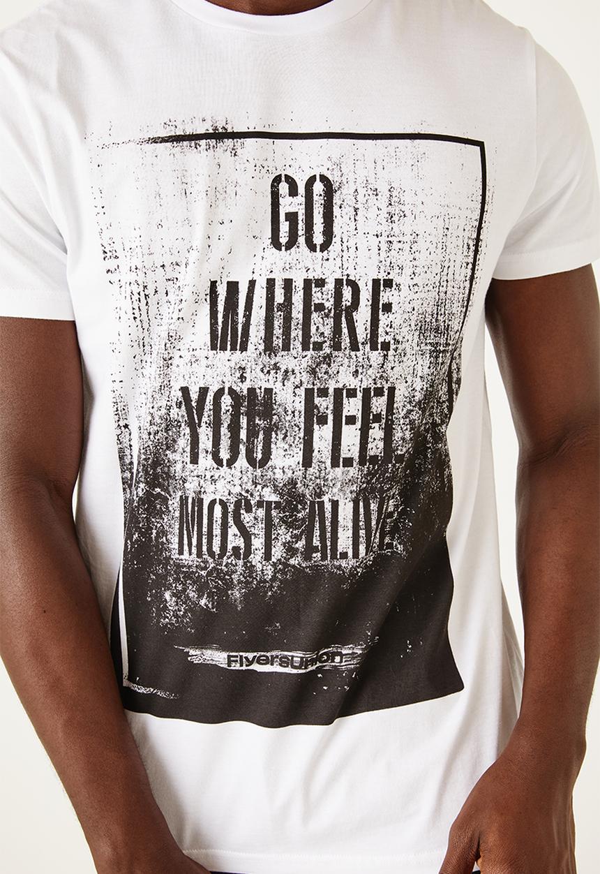 Flyersunion - Mens-regular printed tee - white