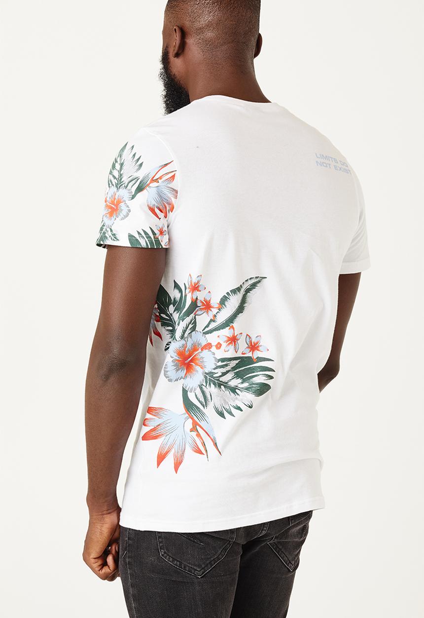 Flyersunion - Mens-longline tropical tee - white