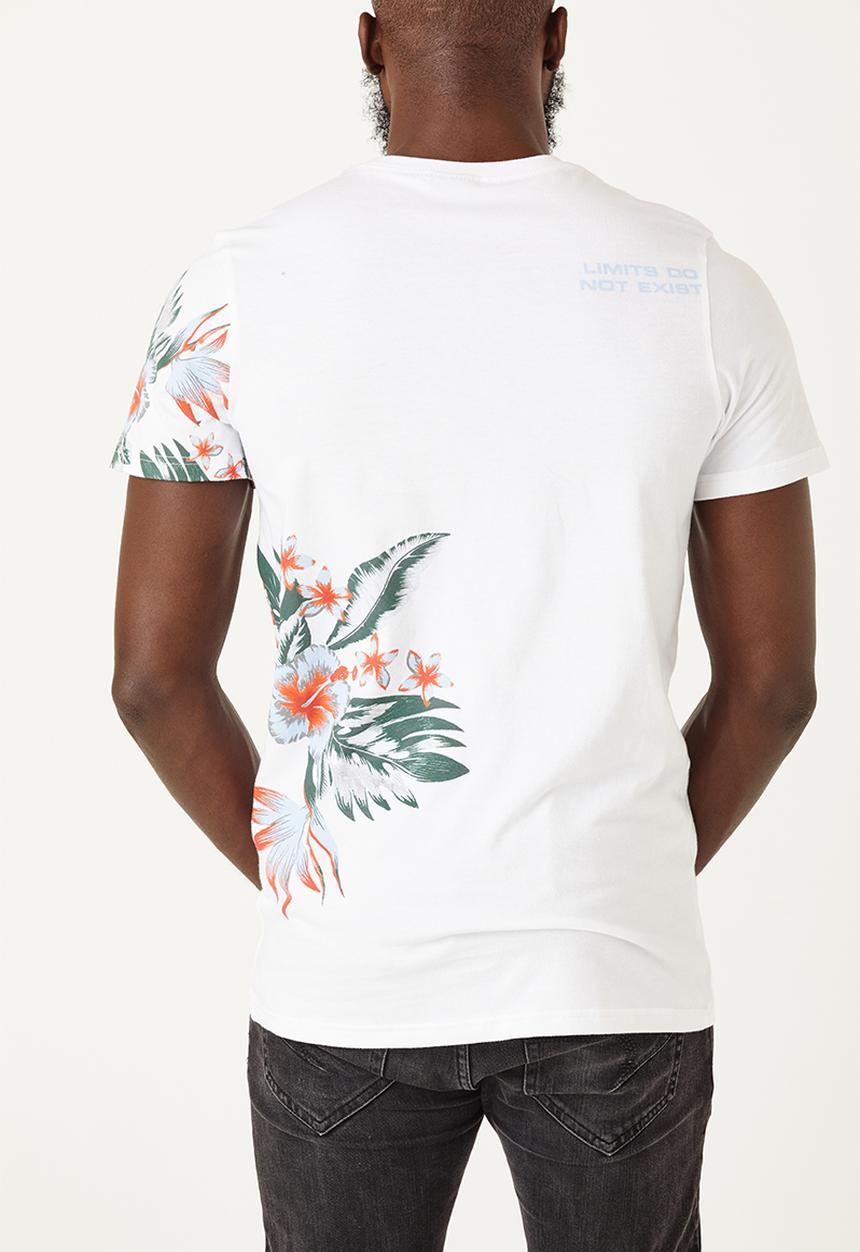Flyersunion - Mens-longline tropical tee - white