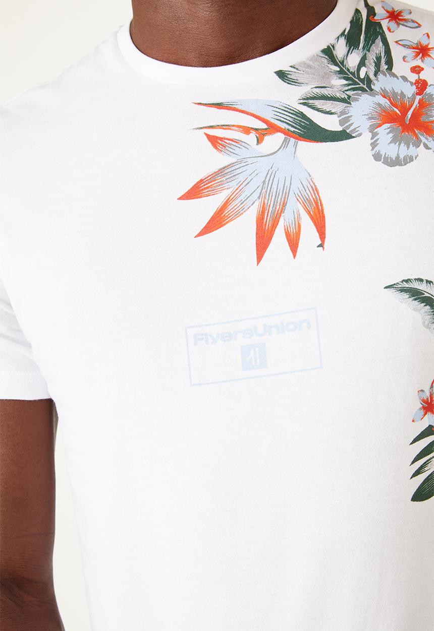 Flyersunion - Mens-longline tropical tee - white