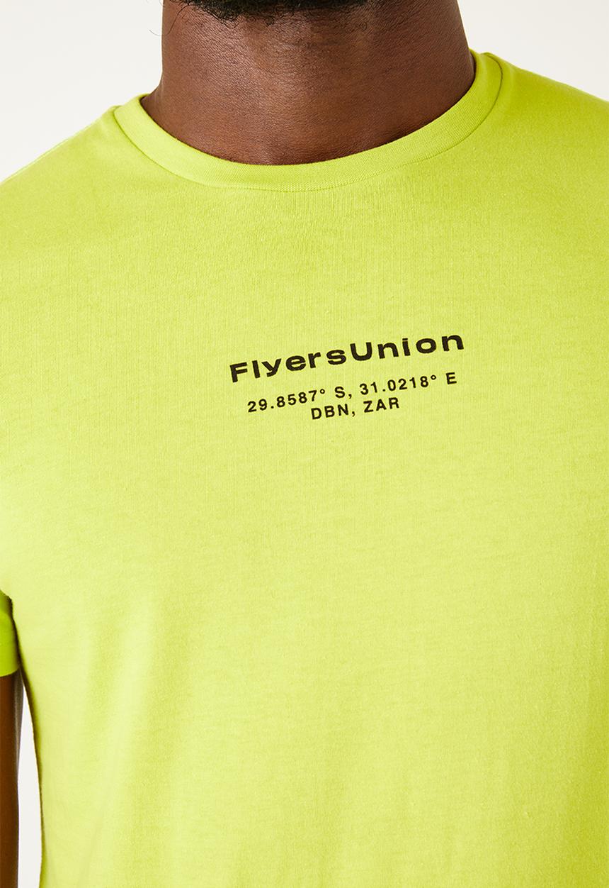 Flyersunion - Mens-longline printed tee - lime