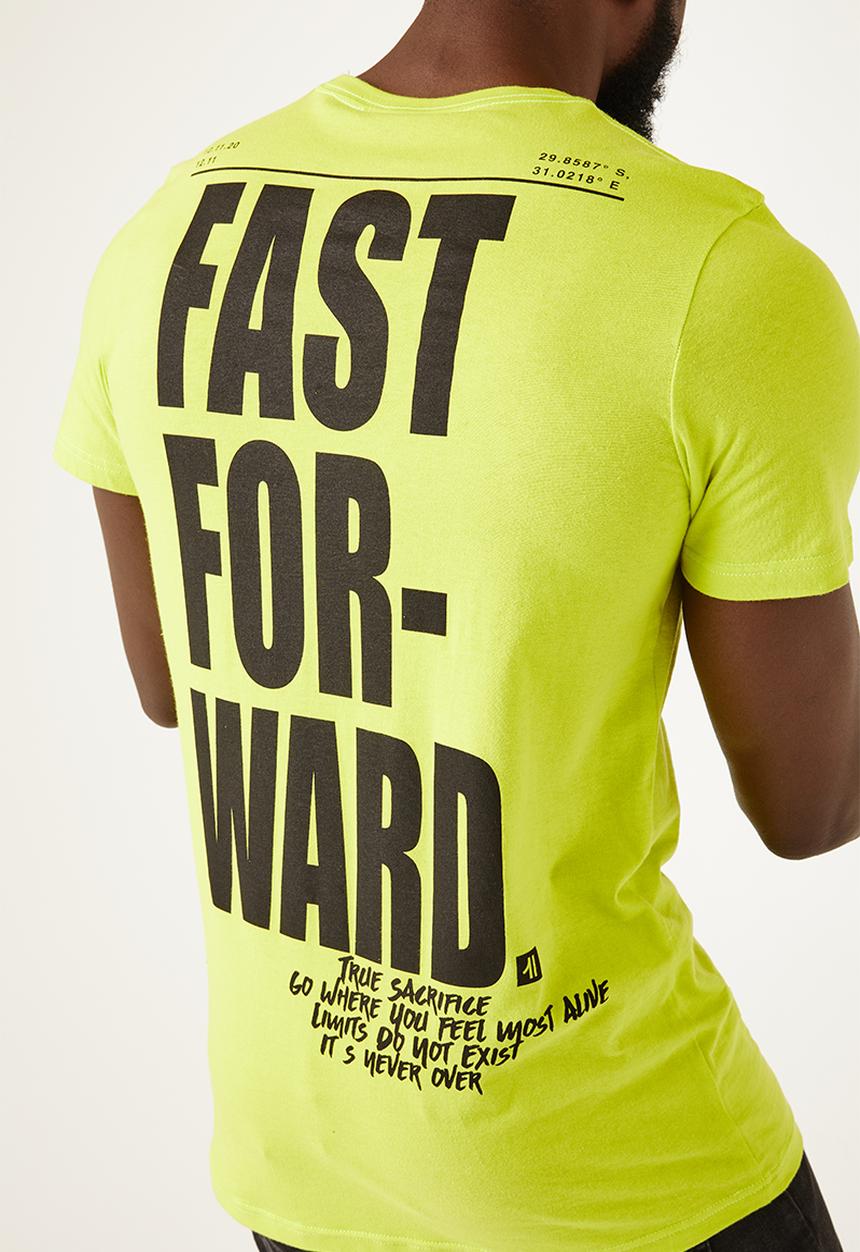 Flyersunion - Mens-longline printed tee - lime