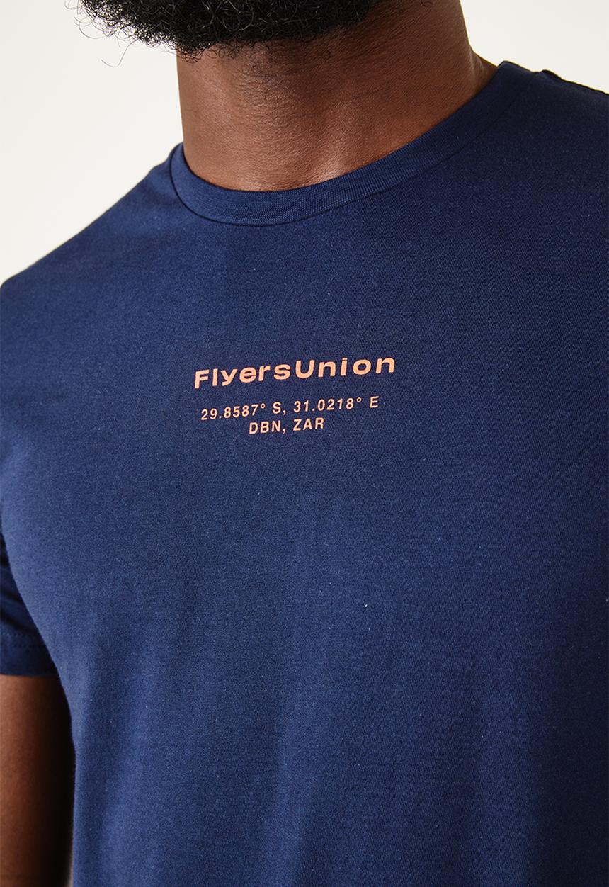 Flyersunion - Mens-longline printed tee - navy