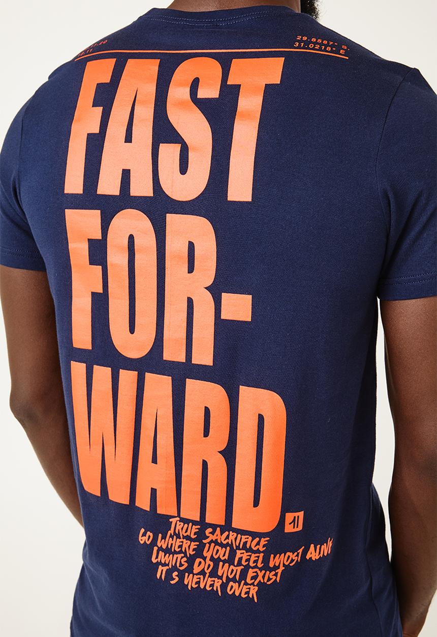 Flyersunion - Mens-longline printed tee - navy