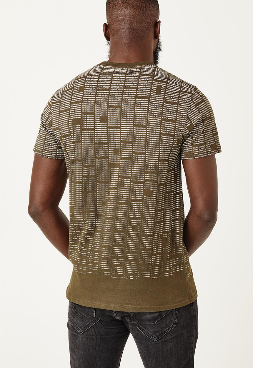 Flyersunion - Mens-regular allover printed tee - dark olive