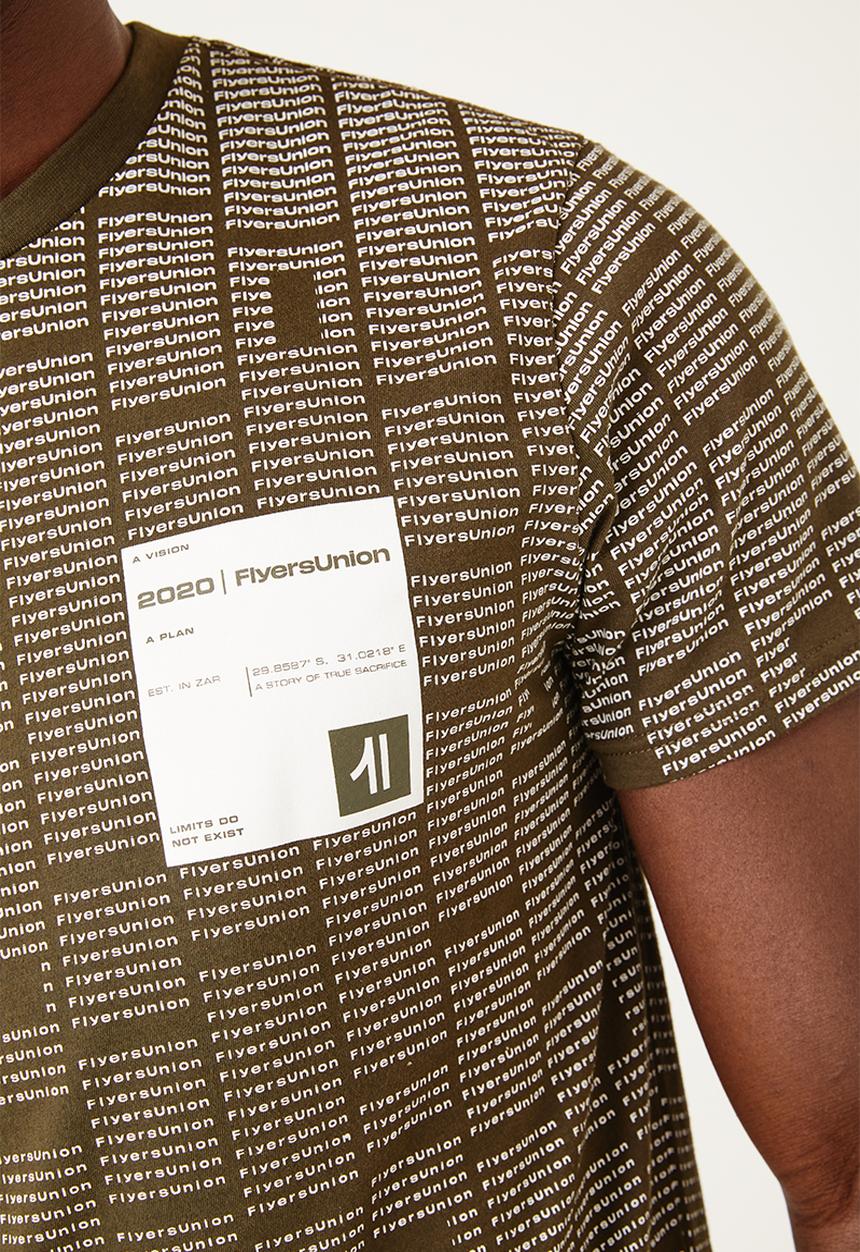 Flyersunion - Mens-regular allover printed tee - dark olive