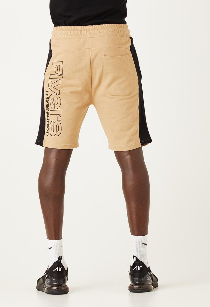 Flyersunion - Mens-panel fleece knit short - chino & black