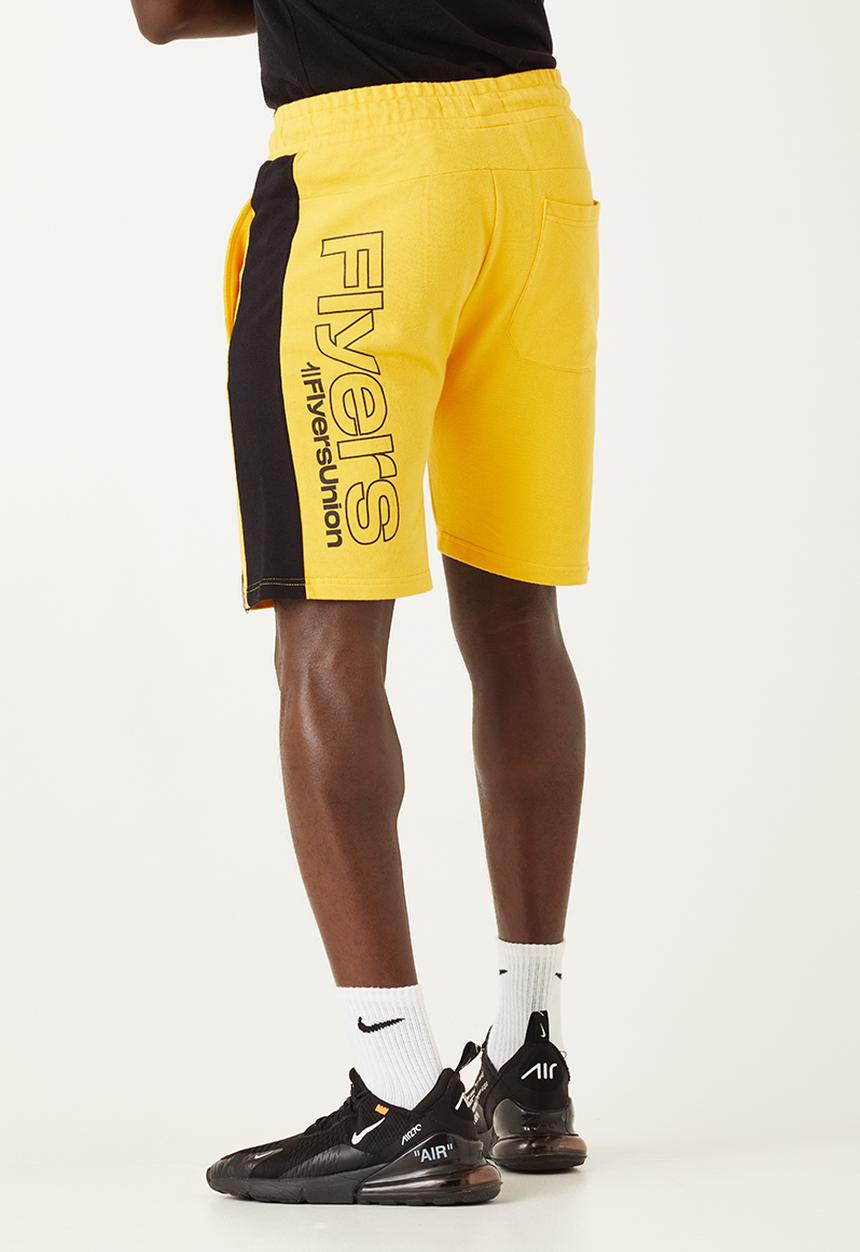 Flyersunion - Mens-panel fleece knit short - yellow & black