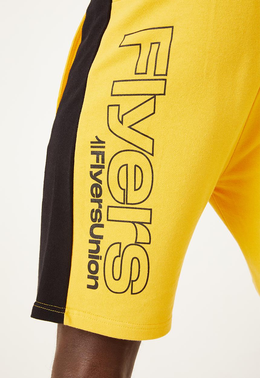 Flyersunion - Mens-panel fleece knit short - yellow & black