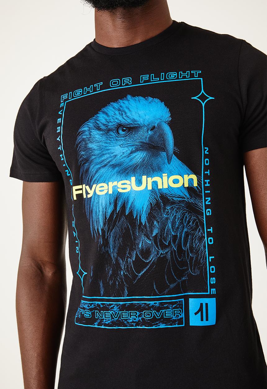 Flyersunion - Mens-longline eagle tee - black