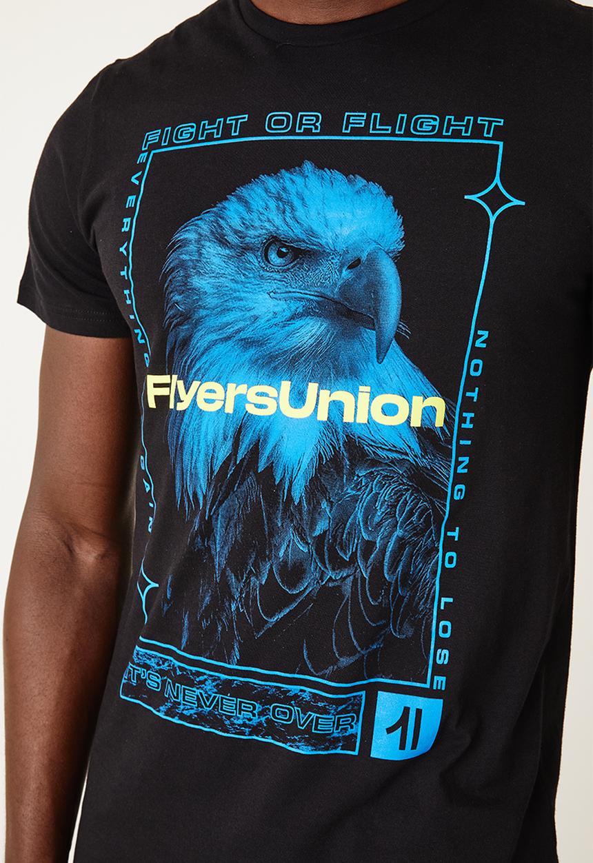 Flyersunion - Mens-longline eagle tee - black