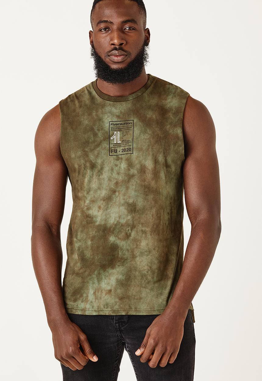 Flyersunion - Mens-spectra dye muscle tee - olive tie dye