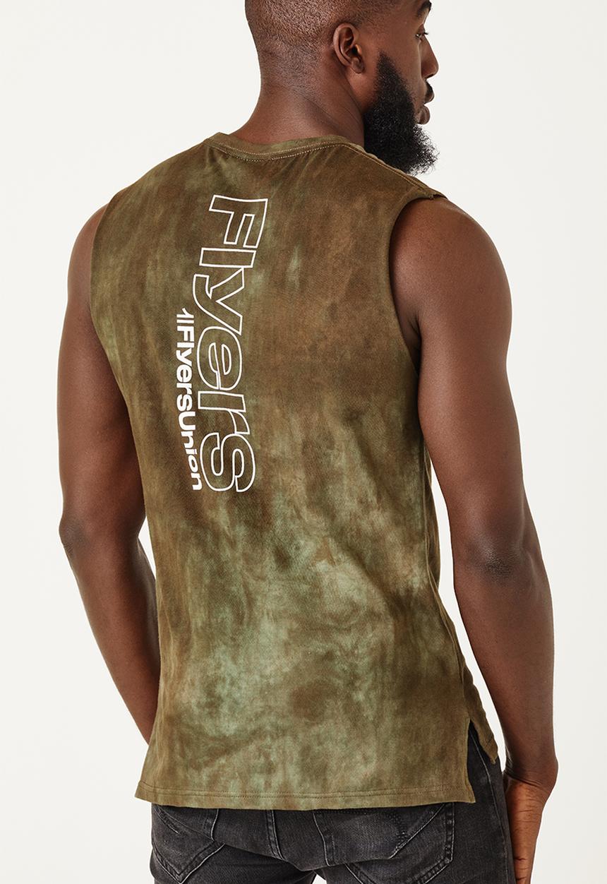 Flyersunion - Mens-spectra dye muscle tee - olive tie dye