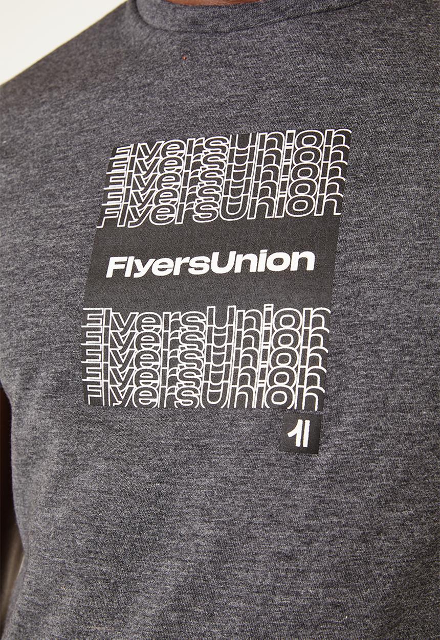 Flyersunion - Mens-regular logo printed tee - charcoal melange