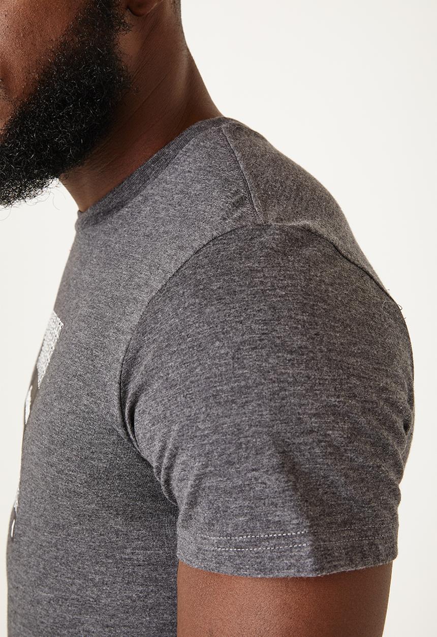 Flyersunion - Mens-regular logo printed tee - charcoal melange